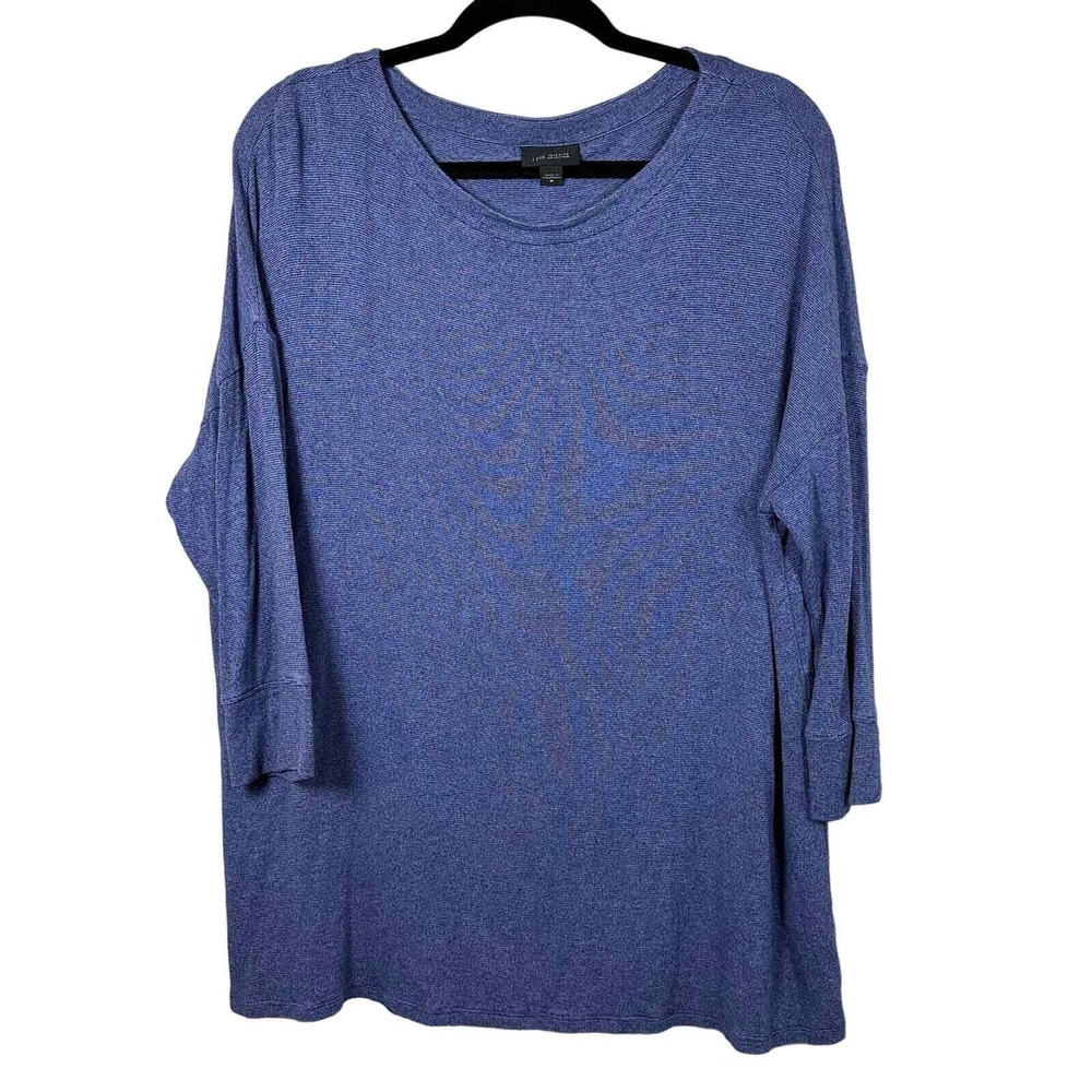 J. Jill M Tunic Blue 3/4 Sleeve Wearever Knit Scoop Neck Relaxed Fit Top